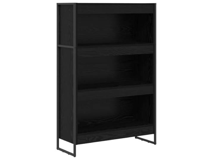fsahslih Standregal Schwarz Eichen-Optik 80x30x121 cm Holzwerkstoff Stilvolles Industrie-Design mit 3 Fächern für Wohnzimmer und Flur, stabile Stahlbeine sorgen für sicheren Stand.