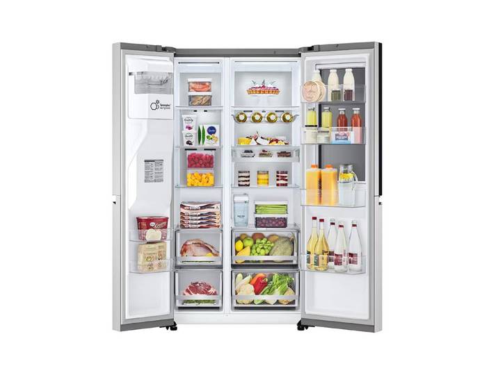 LG Kühl-/Gefrierkombination, Energieeffizienz: E, silber (gebürstetes edelstahl), B:91,3cm H:179cm T:73,5cm, Kühlschränke, InstaView™, Kühl-/Gefrierkombination