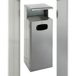 PROREGAL Robuster Kombiascher mit Dach für den Außenbereich | 55 Liter, HxBxT 103x40x34,5cm | Aluminium | Grau