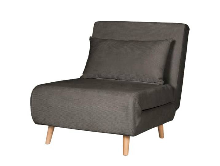 home24 Schlafsessel Textil Holz 90 x 77 x 81 cm mit Schlaffunktion, skandinavisches Design, Cord-Bezug, lackierte Buchenfüße, Grau, mittlerer Sitzkomfort für Wohnbereich
