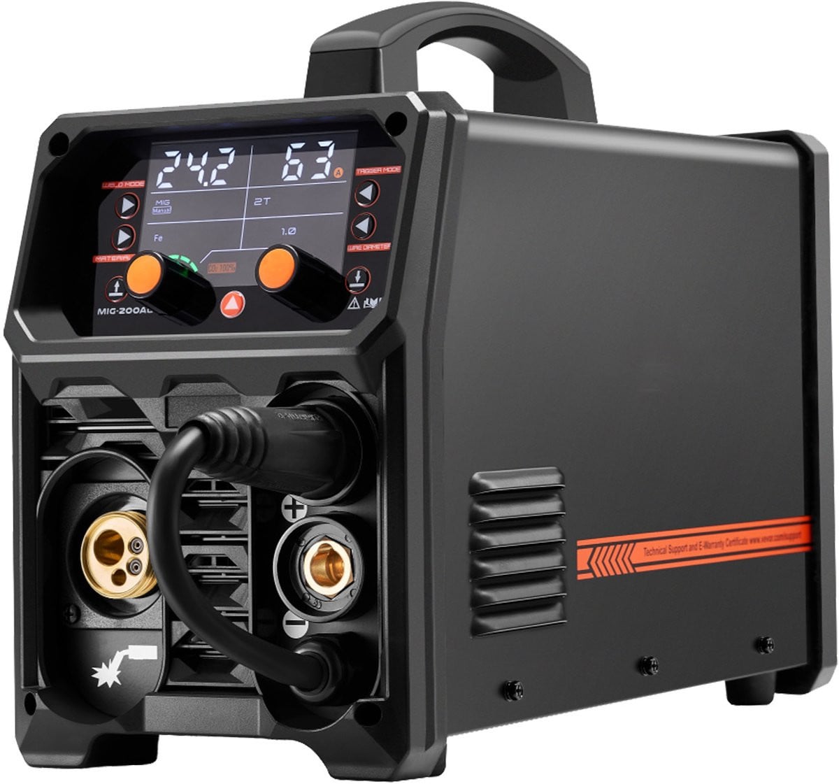 Pro MIG Lasapparaat 200 Ampère – 5-in-1 Synergische Lasoplossing met MIG Pulse, Gas-MIG, Flux Core MIG, Elektrode en Lift-TIG – Zwart