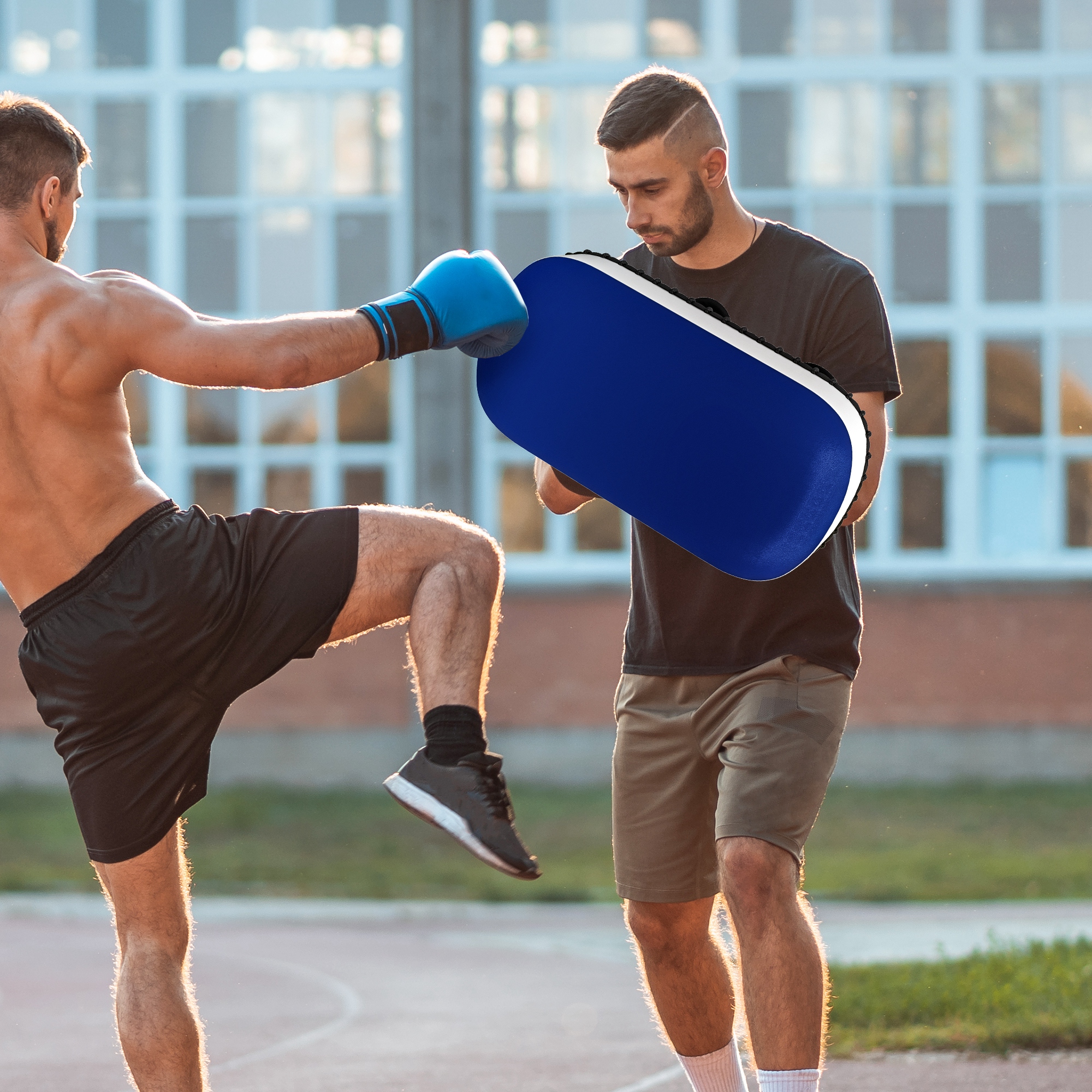 Sportnow Colpitore Boxe e Muay Thai Imbottito per Braccio, in PU e EPE, 38x20x18 cm, Blu Aosom