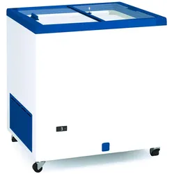CSB Professionelle Kühltruhe 85 cm und 220 Liter mit Glasschiebetüren. Industrielle Gefriertruhe für Bar, Restaurant und Catering.
