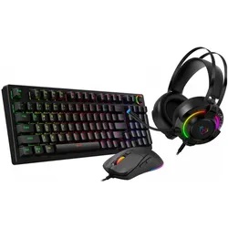Yenkee Gaming-Set YGS 03 3-in-1 Tastatur, Maus, Kopfhörer (DE, Kabelgebunden), Tastatur, Mehrfarbig