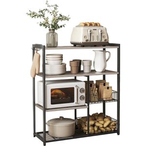 Vasagle Küchenregal KKS096B02, vintage braun, mit Arbeitsplatte, 80 x 95 x 35cm