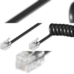Goobay 68003 Telefonhörer-Spiralkabel CCA (kupferkaschiertes Aluminium), 7 m, Schwarz - RJ10-Stecker (4P4C) > RJ10-Stecker (4P4C)