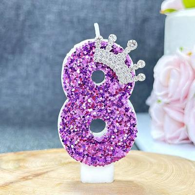 Uplift Treasures Purple Number Birthday Cake Candle 8