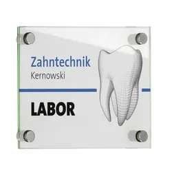 GALERIE Türschild | DIN A5 | 2 Scheiben ESG Glas | 4 x Edelstahl Halter | Türschild Büro | Büroschild