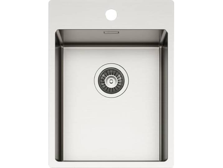 SCHOCK Küchenspüle New Tech Plus N100S Edelstahl 304, 390 x 510 cm, Innenbecken 340 x 400 cm, 1 Becken aus gebürstetem Edelstahl, kombinierbar mit Mischbatterien, Herdplatten und Öfen