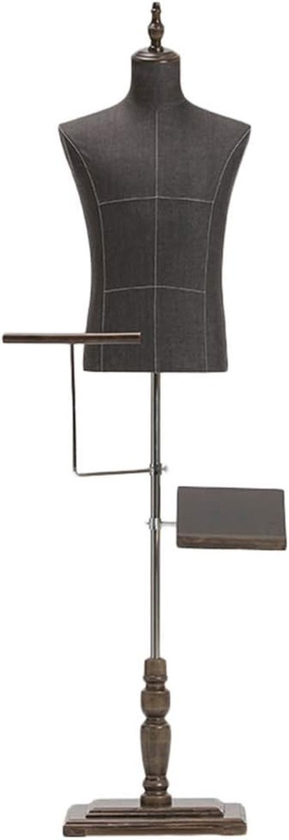 Mannelijke Paspop Torso Kleding Display Model In Hoogte Verstelbaar Zwart 135-185 cm