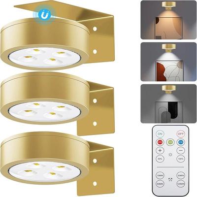 Uplifted Finds Magnetic LED Picture Lights Battery Operated Painting Light With Remote gold 3 Pcs