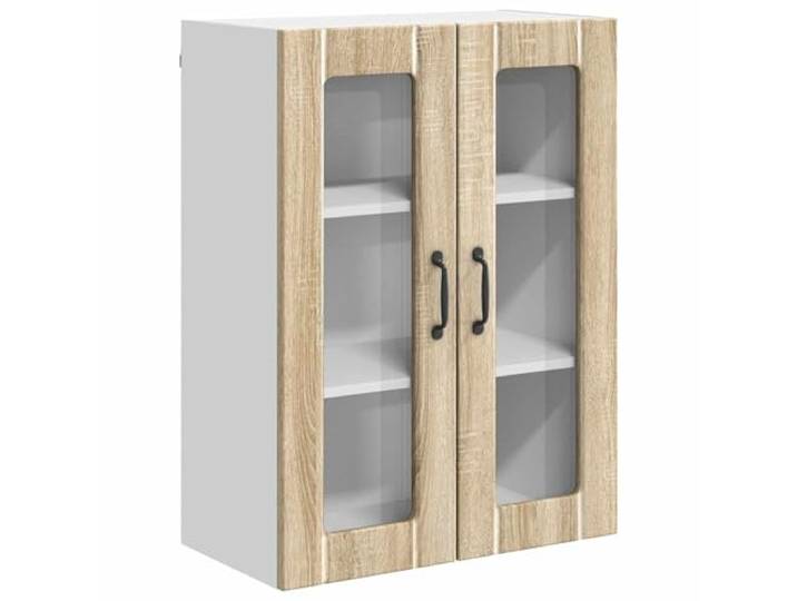fsahslih Wandglas-Schrank Lucca Sonoma-Eiche 60x31x80cm Küchenschrank Zwei Fächer bieten viel Stauraum für Geschirr in der Küche oder im Esszimmer. Belastbar bis 60 kg.