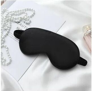 Uplifted Goods Silk Feel Sleep Set With Eye Mask Scrunchies And Cloth Bag black