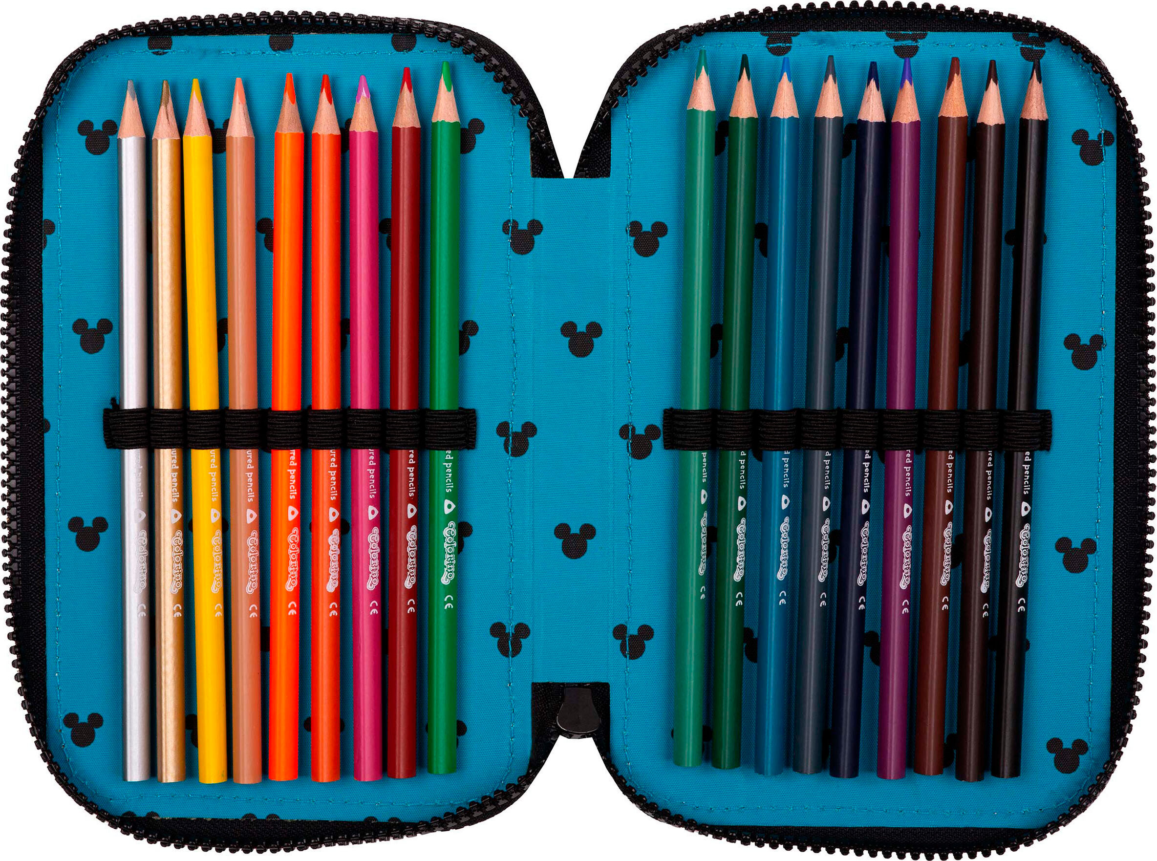 Federmäppchen COOLPACK "Etui, Disney, Mickey Mouse", Kinder, bunt (mickey mouse), Polyester, Schreibgeräteetuis Federmäppchen, befüllt