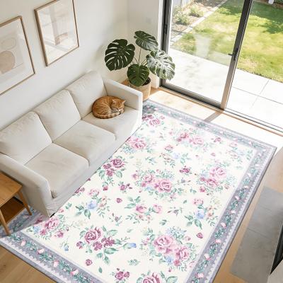 Garvee Farmhouse Floral Machine Washable Area Rug