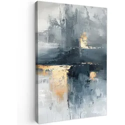 LEINWANDBILD Kunst - Grau - Gold - Abstrakt Wanddeko 40x60 cm