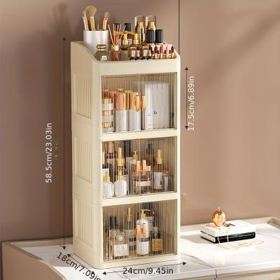 Fusion Finds Foldable Makeup Organizer With Drawers 3 To 4 Tier Vanity Storage yellow 4 Floors