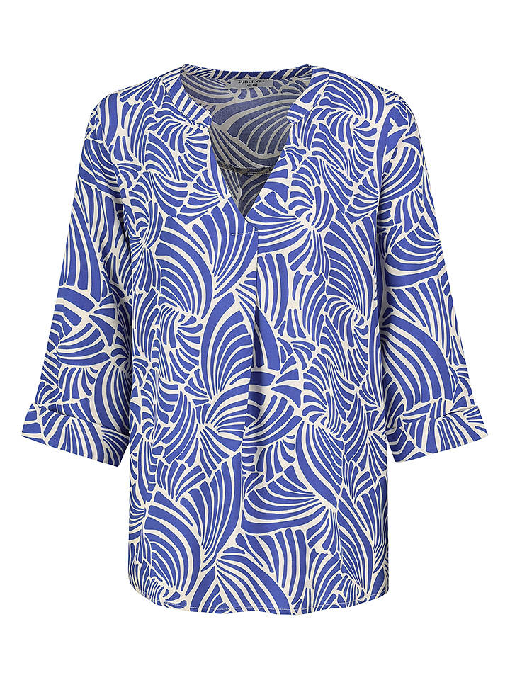 Sublevel Bluse in Blau/ Weiß - S