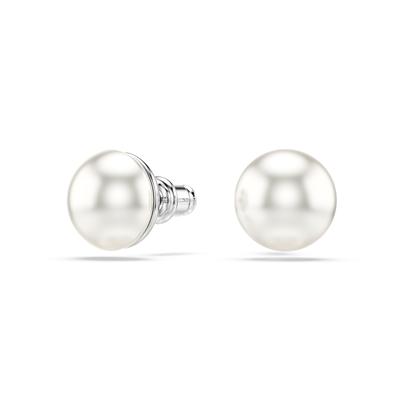 Paar Ohrstecker SWAROVSKI "Schmuck Geschenk Matrix Ohrringe", weiß (metallfarben,, weiß), Ohrringe, Damen, 10mm, Metall Perlen, Metall, Perlen, mit Swarovski Perle