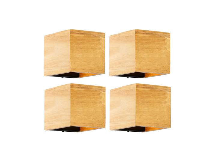 Ensemble de 4 lampes murales intelligentes en bois de chêne avec