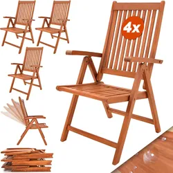 Casaria 4er Set Gartenstuhl Vanamo Klappstuhl 5-Fach Verstellbar FSC®-zertifiziertes Eukalyptusholz