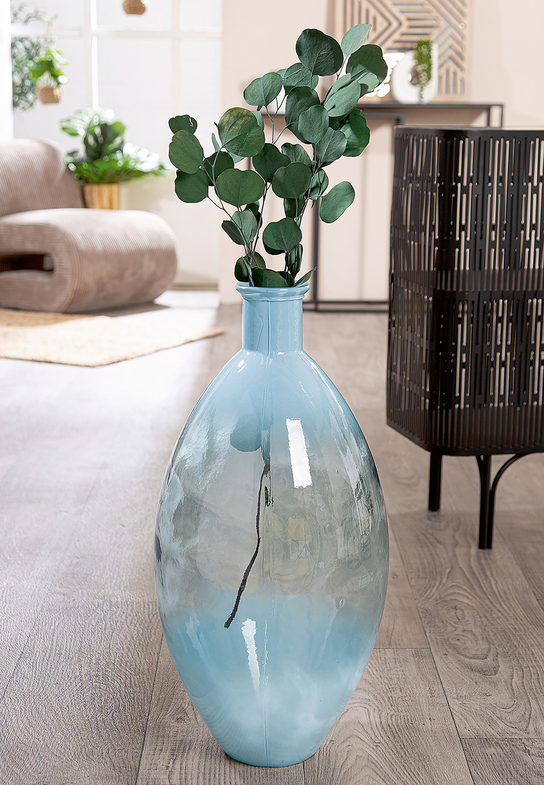 home24 Vloervaas Novelle Blauw/Lichtblauw Ø 29 cm