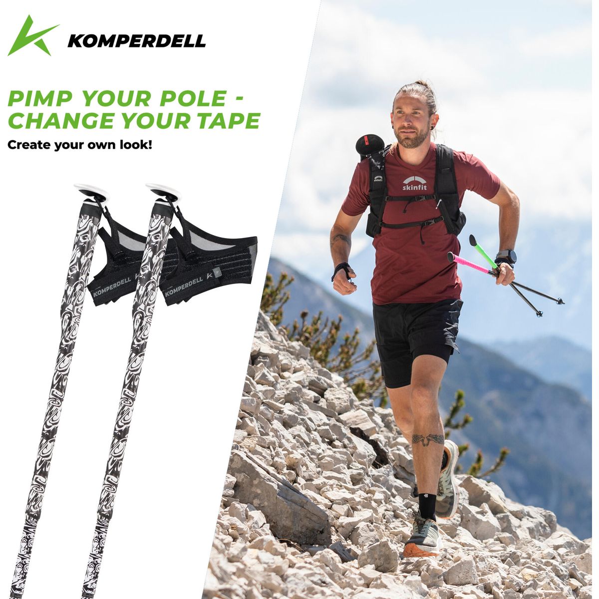 Komperdell `the Erlkönig´tape black/ white (925) S 8292-925-S