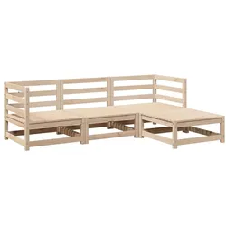 vidaXL 4-tlg. Garten-Sofagarnitur Massivholz Kiefer