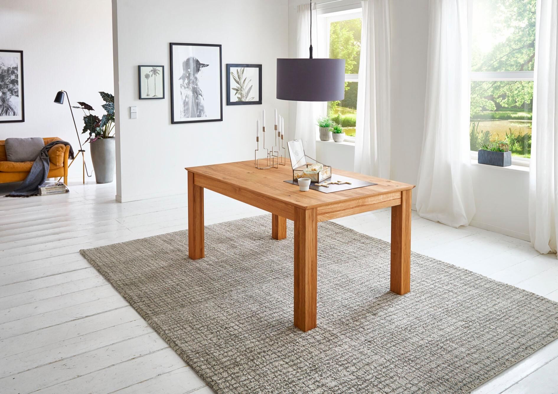 Esstisch RELITA "Family", braun (eiche antik), B:160cm H:76cm T:100cm, Tische, Esstisch, mit Auszugsfunktion, Eiche geölt, massiv eiche antik B/H/T: 160cm x 76cm x 100cm, Butterfly-Auszug