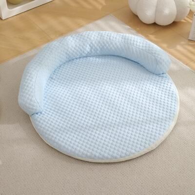 On Spot Shop Summer Pet Cool Pad Dog Kennel, Breathable Iced Bean Mat For Dogs & Cats, Round Cushion Bed For Cooling Comfort pink l