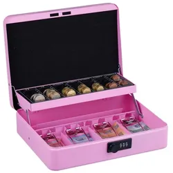 Relaxdays Geldkassette Zahlenkombination Euro Rosa,Schwarz,Silber