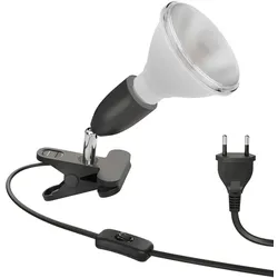 ledscom.de E27 Klemmleuchte LIK, schwarz inkl. E27 PAR38 LED Reflektor-Lampe 1395lm weiß