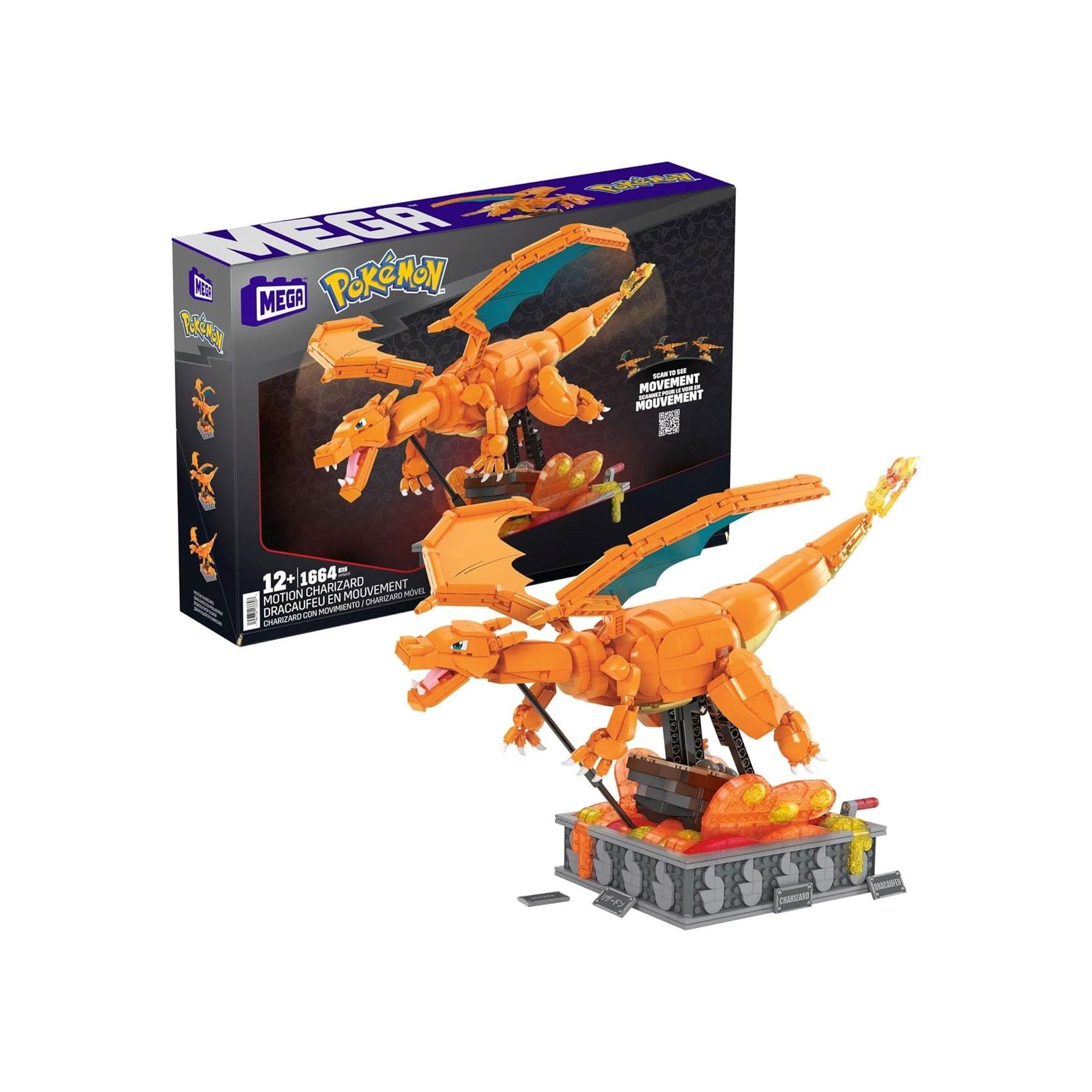 Mattel HMW05 - Mega - Pokémon - bewegliche Glurak Figur, 1664 Teile