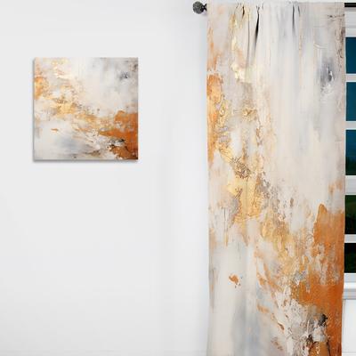 DESIGN ART "Designart ""Beige And Gold Snow Blooming II"" Abstract Shapes Curtain - Blackout Abstract Curtain - 1 Panel"