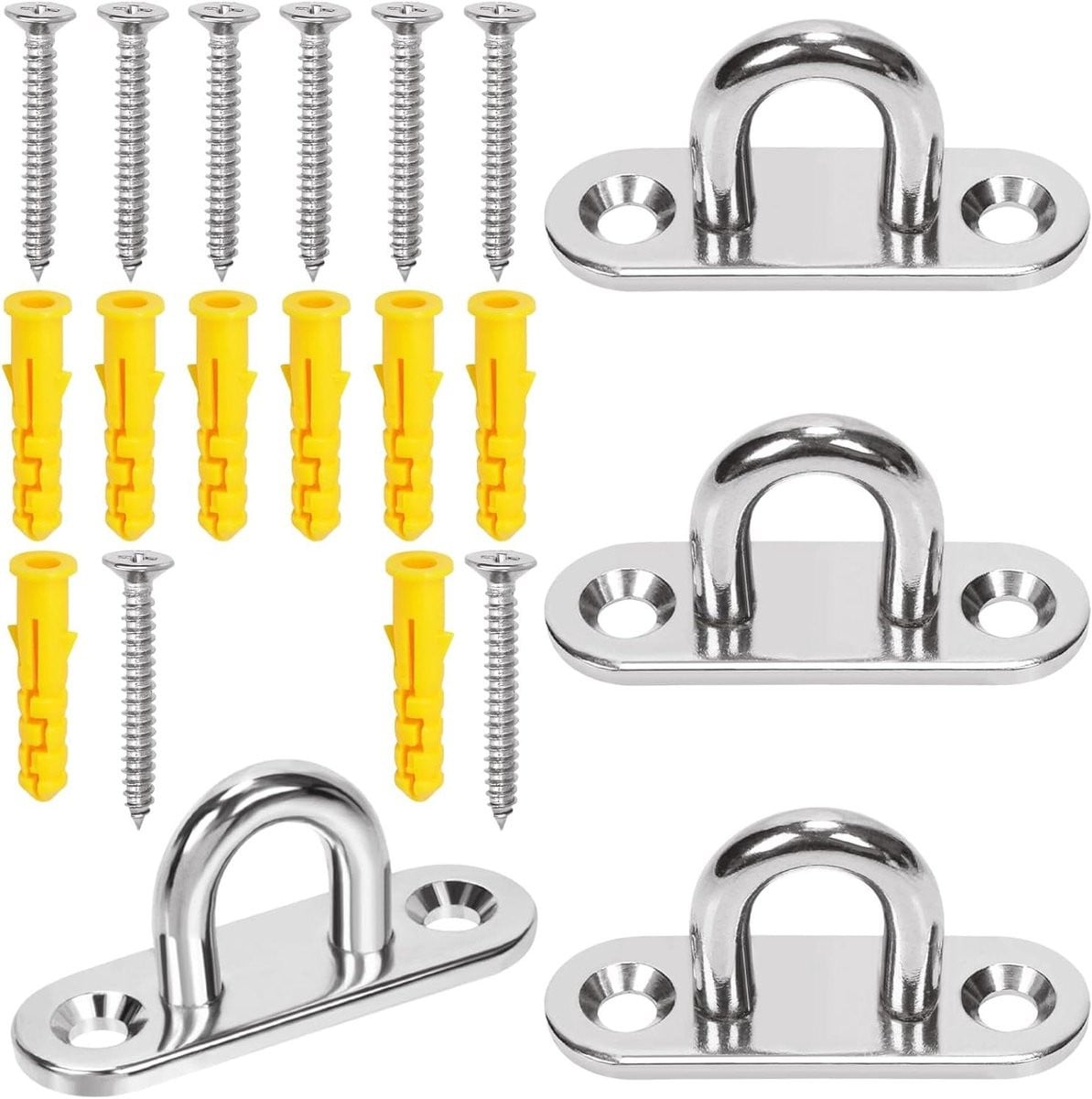 Oogplaat Haken Set van 304 Roestvrij Staal, M5, 4 stuks, Zilver