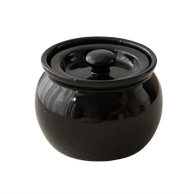 Discount Dollar Deals Ceramic Single Serve Stew Pot Small Ceramic Soup Pot For One Person, Food Grade, Non Stick Cooking black
