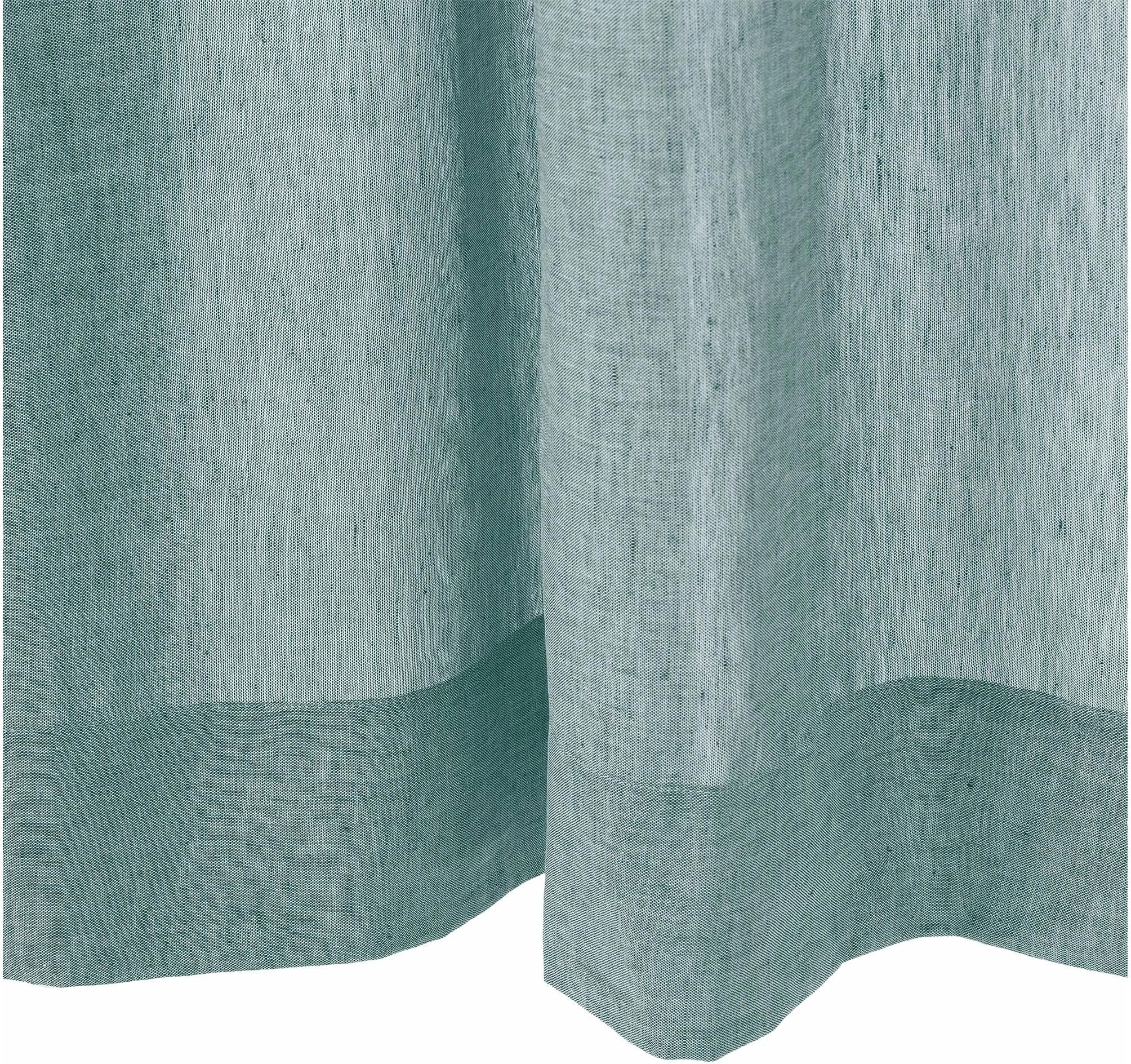 Vorhang URBANARA "Tolosa", grün (salbeigrün), B:140cm H:245cm, Baumwolle, Leinen, Gardinen, Vorhang salbeigrün 245cm, Schlaufen, 140cm