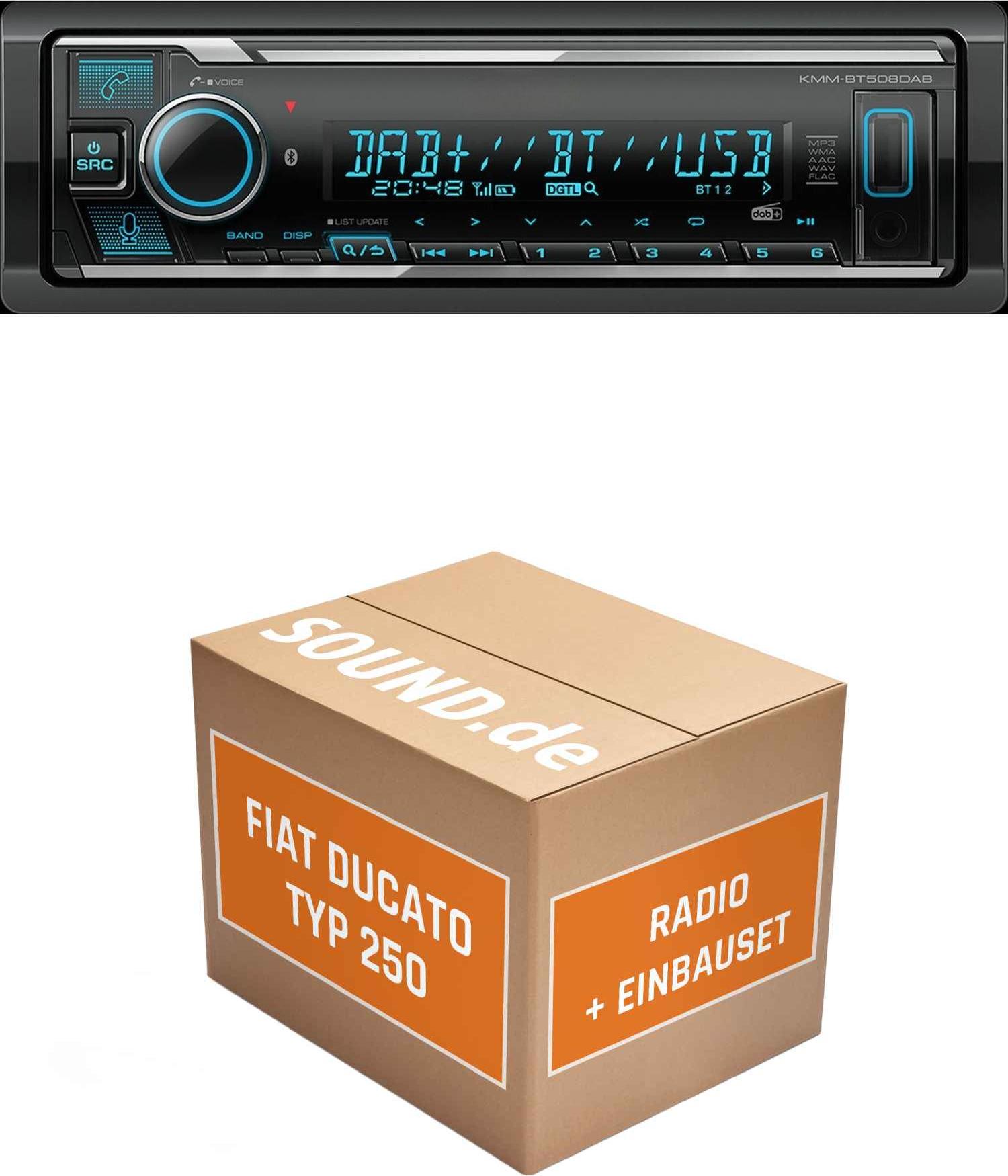 Autoradio Einbaupaket Kenwood KMM BT508DAB passend für Fiat Ducato 3 Typ 250 5/7 Zoll Radio/10 Zoll Navigation mit LFB | Bluetooth Telefonieren DAB+