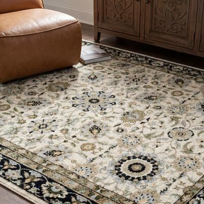 Style Haven Whittier Traditional Bordered Fringed Dense Pile Rug