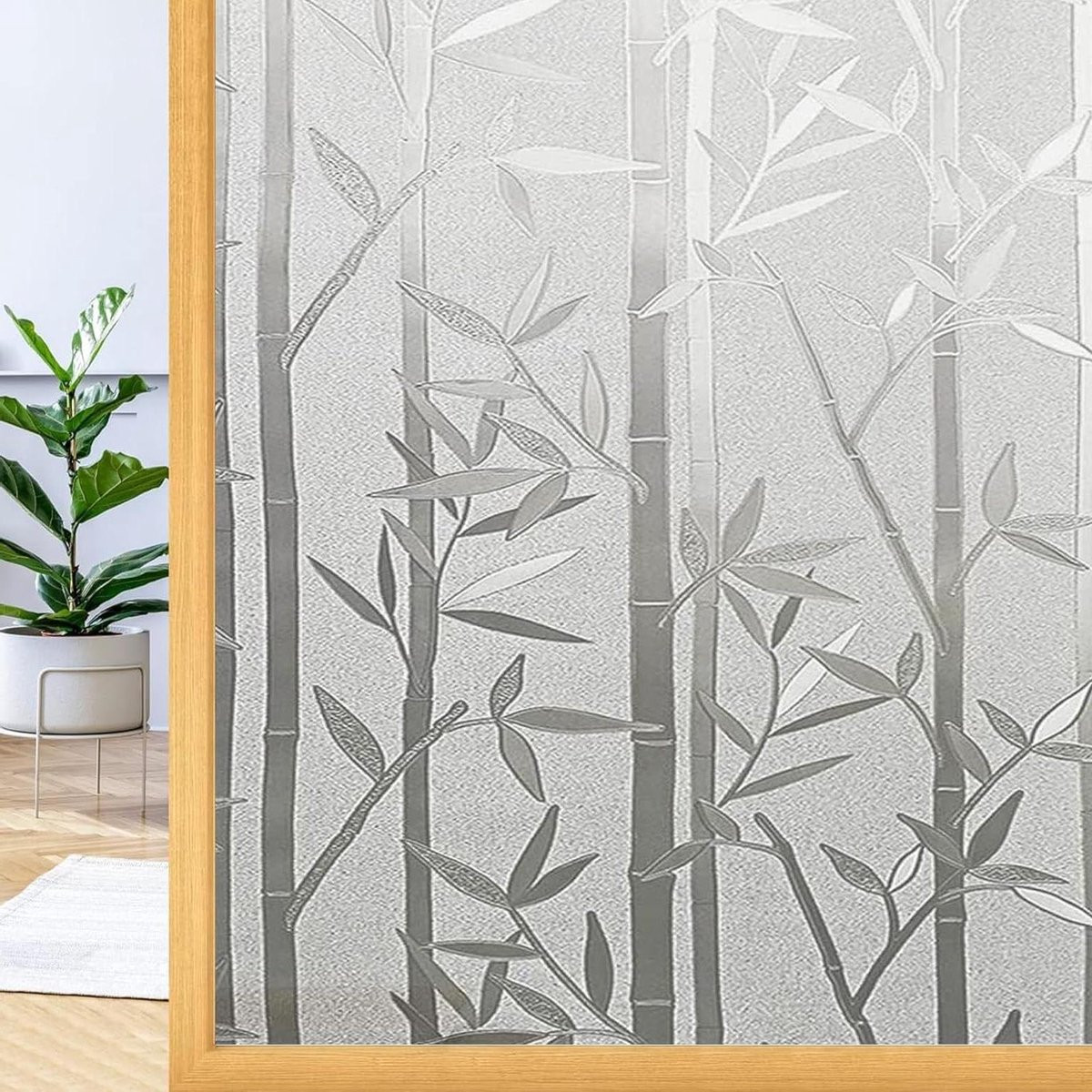 Bamboe Matte Raamfolie - Lijmvrije Privacyfolie voor Decoratie - 140 x 600 cm