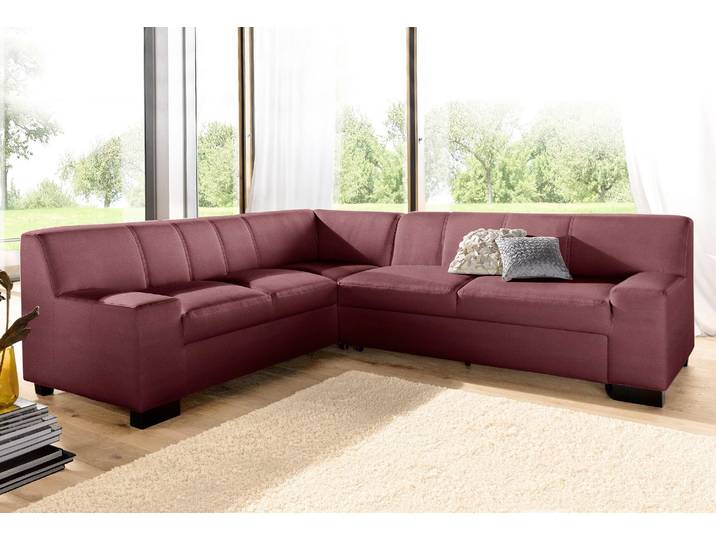 Ecksofa DOMO COLLECTION Norma Top, elegant & modern, flache Armlehnen, Breite 247cm, L-Form , rot (karminrot), B:247cm H:77cm T:212cm, Sofas, Ecksofa, wahlweise mit Bettfunktion