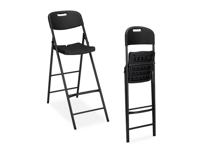 Klappbare Barhocker 2er-Set Schwarz