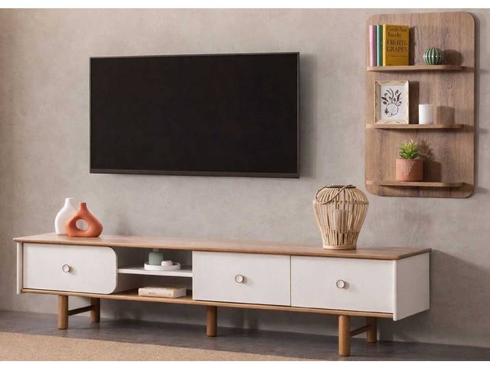 JVmoebel TV-Schrank Tv-Schrank Regal Wohnzimmer Stil modern Farbe braun weiß neu Holz