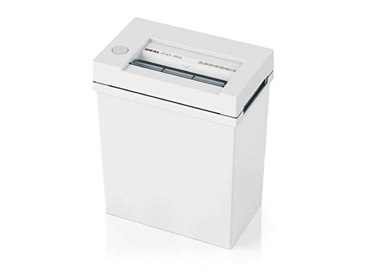 IDEAL 2245 Aktenvernichter, Sicherheitsstufe P-2, Streifenschnitt 4 mm, 11 Blatt Kapazität, 20 L Abfallbehälter, vernichtet auch Büro-/Heftklammern und Kreditkarten