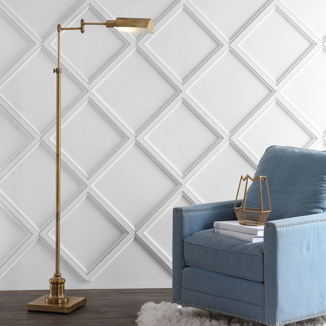 Canora Grey Briggs 165cm Extendable Brass Floor Lamp Brushed 165.1cm H X 68.58cm W X 25.4cm D