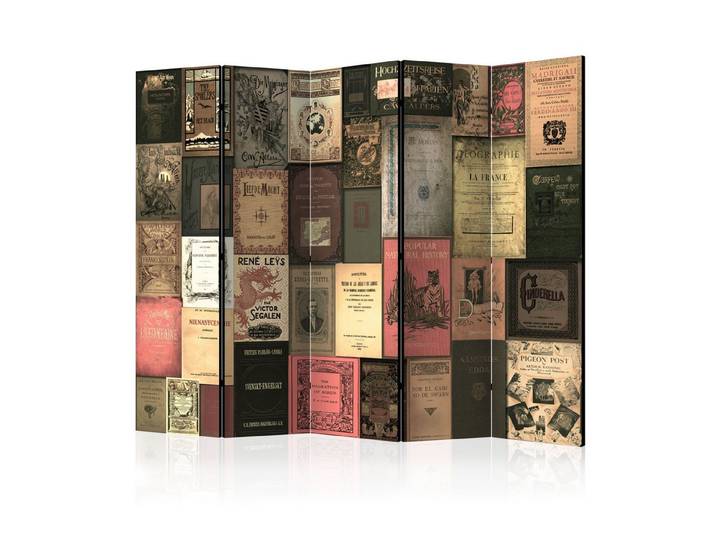 Muralo Paravent 5-teilig Raumteiler klappbar Bücher vieler Art (Packung, 1 St., 225x172 cm), 3 Varianten, Für das Wohnzimmer, das Schlafzimmer