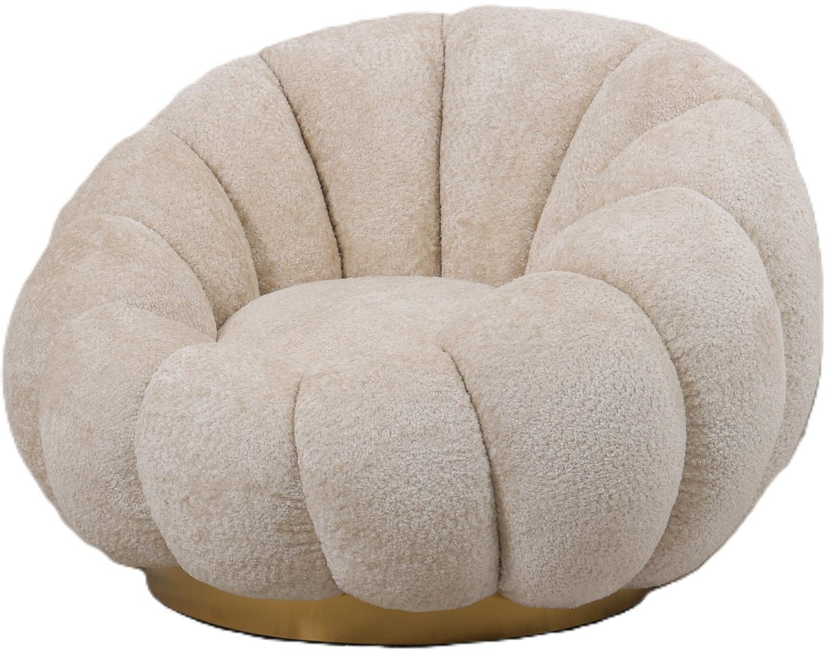PTMD Daisy Fauteuil Cream Euphoria met Gouden Onderstel