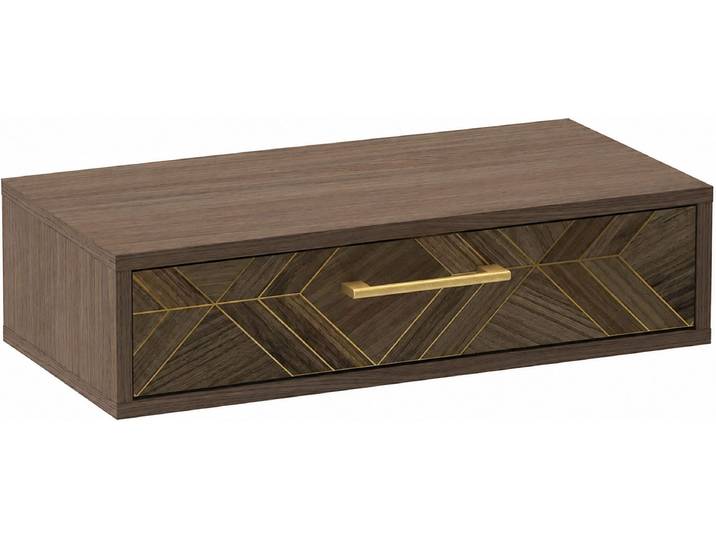 Konsole SCHILDMEYER Glenn, Art-Déco Design mit eleganten Goldakzenten, Made in Germany , braun (nussbaum matt, nussbaum art, déco), B:65,1cm H:16,4cm T:32,05cm, Holzwerkstoff, Sideboards, Konsole, Nussbaum Art-Déco Design mit eleganten Goldakzenten, Made in Germany