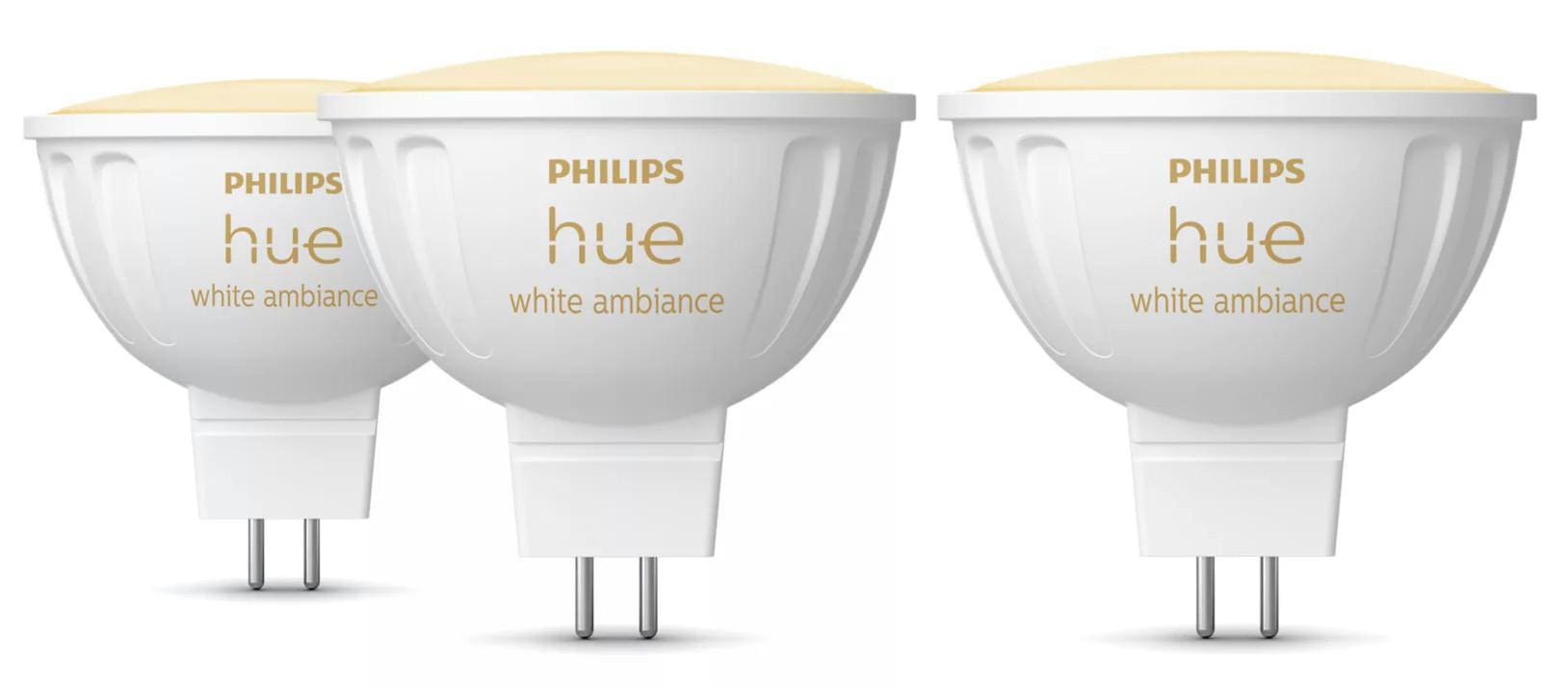 Philips Hue White Ambiance MR16 LED-Lampe 400lm, 3er Pack 3x White Ambiance MR16