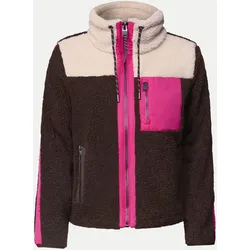 Teddy-Jacke mit Colorblock-Details Braun M